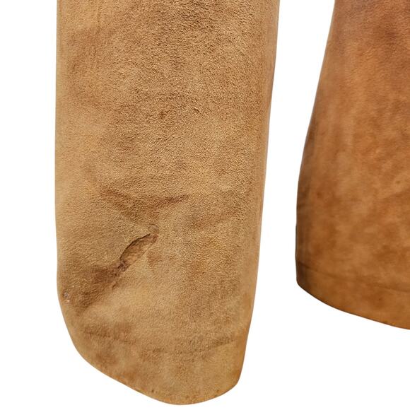 Pants Vintage golden brown suede leather wide legged lined slacks size 4 - Picture 10 of 10